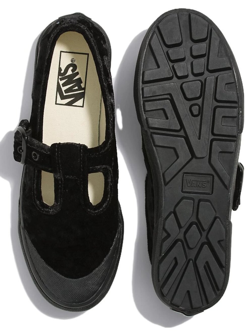 New in Box Vans Style 93 Crushed Velvet 'Black' T Strap Mary Jane W 8.5 - Picture 2 of 12